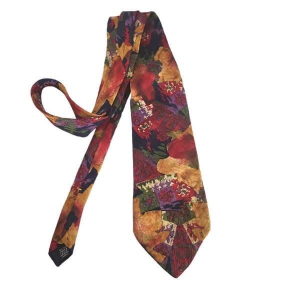 Robert Stock Multicolor Abstract Print Silk Tie - Picture 1 of 6